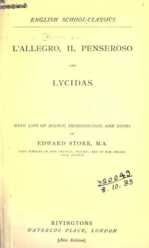 John Milton: L' allegro, Il penseroso and Lycidas. (1874, Rivingtons)