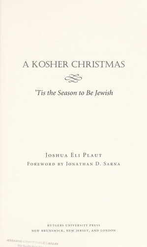 Joshua Eli Plaut: A Kosher Christmas (2012, Rutgers University Press)