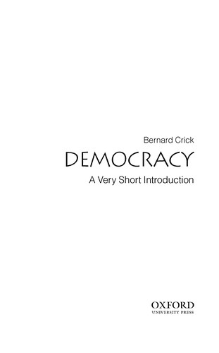 Bernard R. Crick: Democracy (2002, Oxford University Press)