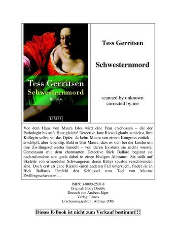 Tess Gerritsen: Schwesternmord (German language, 2005, Limes)