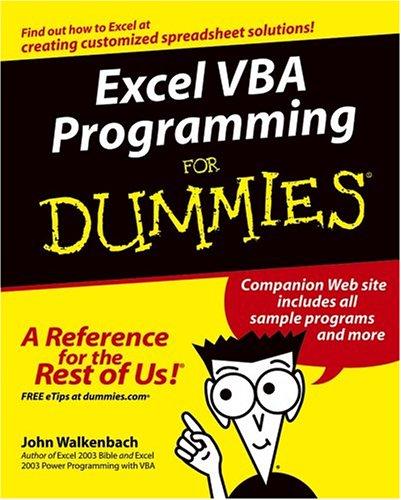 John Walkenbach: Excel VBA Programming For Dummies (For Dummies (Computer/Tech)) (Paperback, For Dummies)