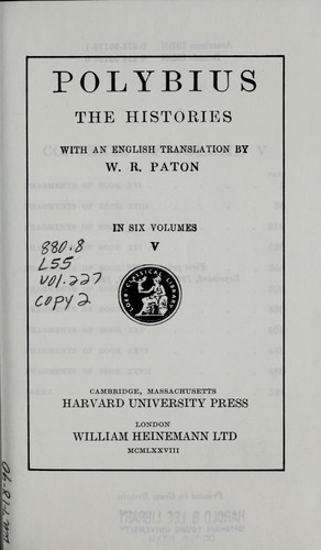 Polybius: The histories (1922, W. Heinemann, G.P. Putnam's Sons)