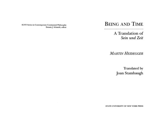 Martin Heidegger: Being and time (1994, HarperSanFranscisco)