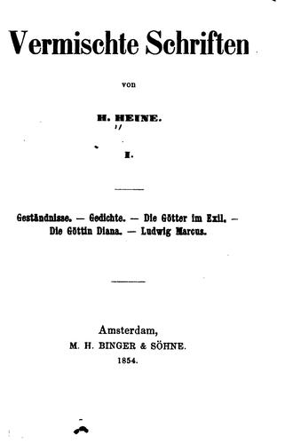 Heinrich Heine: Vermischte Schriften (1854, M.H. Binger & Söhne)