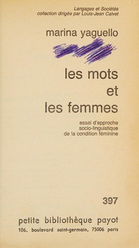 Marina Yaguello: Les mots et les femmes (French language, 1978, Payot, Petite Bibliothèque Payot)