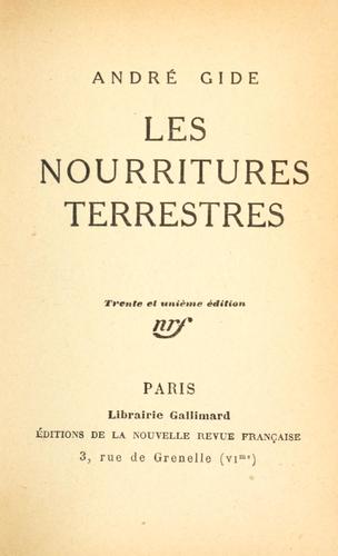 André Gide: Les nourritures terrestres (French language, 1921, Gallìmard)