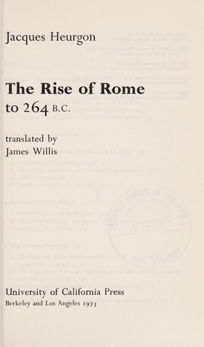 Jacques Heurgon: Rome et la Méditerranée occidentale jusqu'aux guerres puniques (français language, 1973, University of California Press)