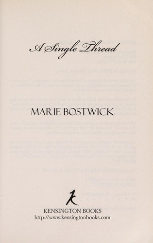 Marie Bostwick: A single thread (2008, Kensington)