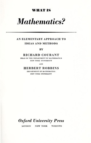 Herbert Robbins, Herbert Robbins: What Is Mathematics? (1941, Oxford University Press)