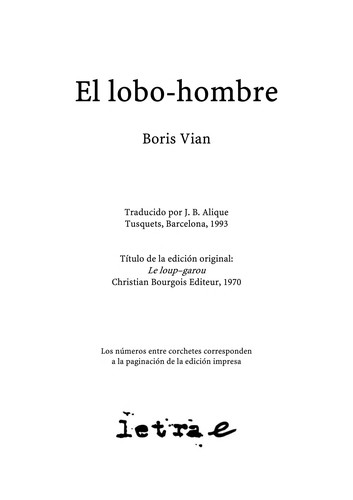 Boris Vian: El Lobo-Hombre (Fabula) (Paperback, Spanish language, 2002, Tusquets)