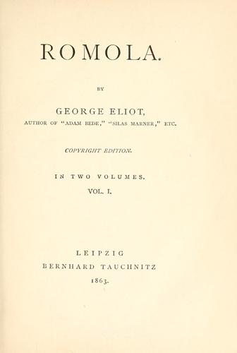 George Eliot: Romola (1863, B. Tauchnitz)