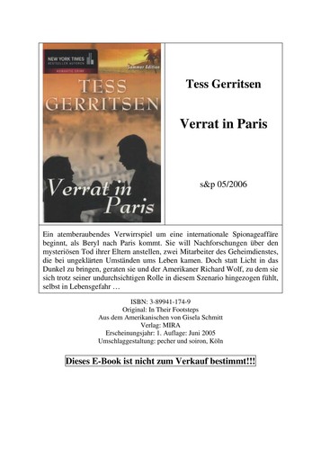 Tess Gerritsen: Verrat in Paris (German language, 2005, Cora-Verl.)