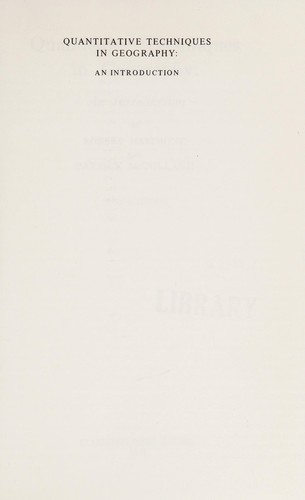 Robert Hammond, R. Hammond, P. S. McCullagh: Quantitative Techniques in Geography 2/E (1989, Oxford University Press)