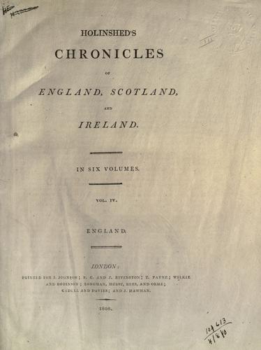Raphael Holinshed: Chronicles of England, Scotland and Ireland. (1807, J. Johnson [etc.])