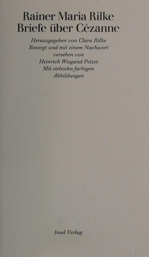 Rainer Maria Rilke: Briefe über Cézanne (German language, 1983, Insel)