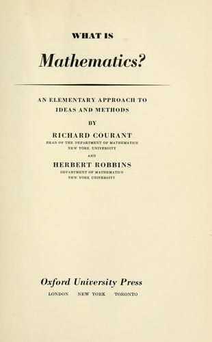 Herbert Robbins: What is Mathematics? (1941, Oxford university press)