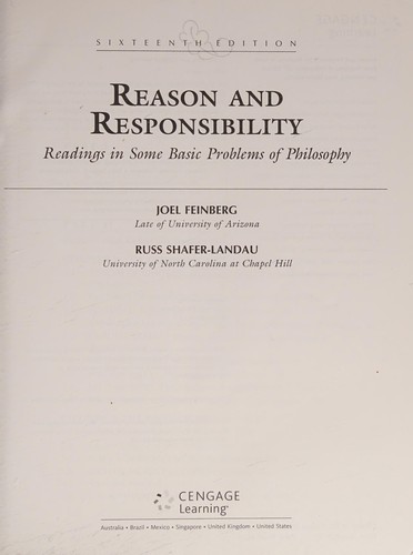 Russ Shafer-Landau, Joel Feinberg: Reason and Responsibility (2015, Wadsworth)