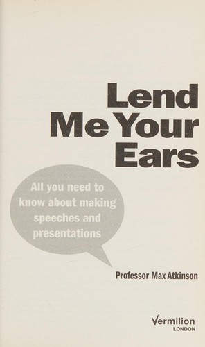 J. Maxwell Atkinson: Lend me your ears (2004, Vermilion)