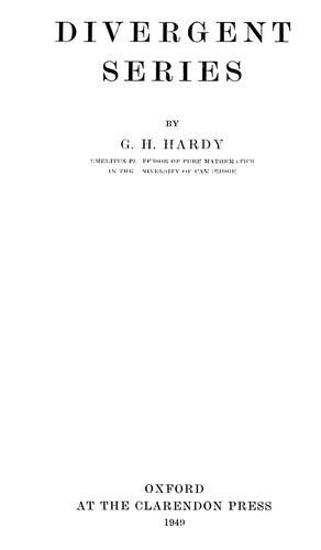 G. H. Hardy: Divergent series (1991)