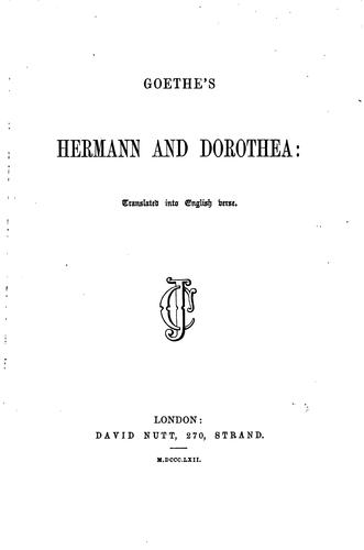 Johann Wolfgang von Goethe: Goethe's Hermann und Dorothea (German language, 1917, Oxford University Press, American Branch)