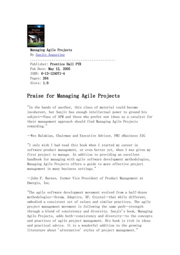 Sanjiv Augustine: Managing agile projects (2005, Prentice Hall Professional Technical Reference, Prentice Hall PTR)