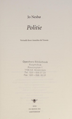 Jo Nesbø: Politie (Dutch language, 2013, De Bezige Bij)