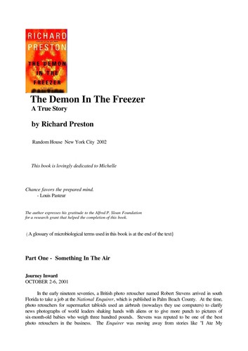 Richard Preston: The demon in the freezer (2002, Ballantine Books)