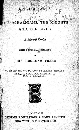 Aristophanes: Acharnians (1886, G. Routledge, Broadway, Ludgate Hill)