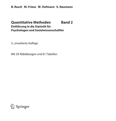 Bjo rn Rasch: Quantitative Methoden (German language, 2010, Springer)