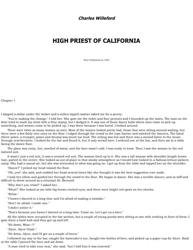 Charles Ray Willeford: High priest of California (1987, Re/Search Publications)