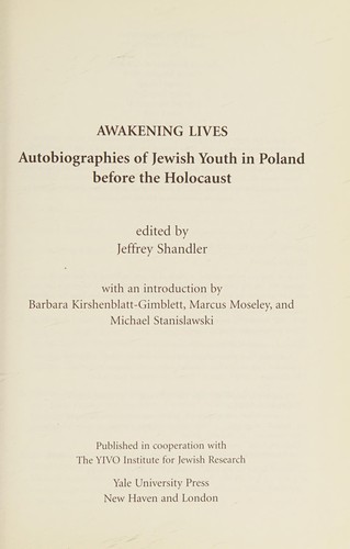 Jeffrey Shandler: Awakening lives (2002, Yale University Press)