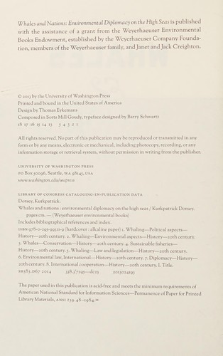Kurkpatrick Dorsey: Whales and Nations (Hardcover, 2013, University of Washington Press)