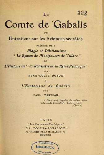 Villars abbé de: Le comte de Gabalis, ou, Entretiens sur les sciences secrètes (French language, 1921, La Connaissance)