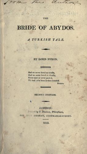 Lord Byron: The Bride of Abydos (1814, Printed for John Murray, Albemarle-street)