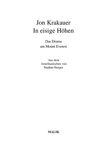 Jon Krakauer: In eisigen Höhen (Hardcover, German language, 1997, Malik)