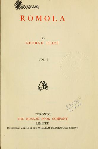 George Eliot: Romola. (1900, Musson)