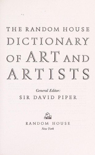 David Piper: Random House Dictionary of Art and Artists (Paperback, 1990, Random House Reference)