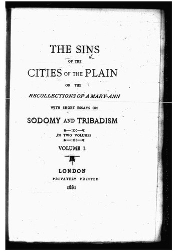 Jack Saul: The Sins of the Cities of the Plain (1881, Privately Printed)