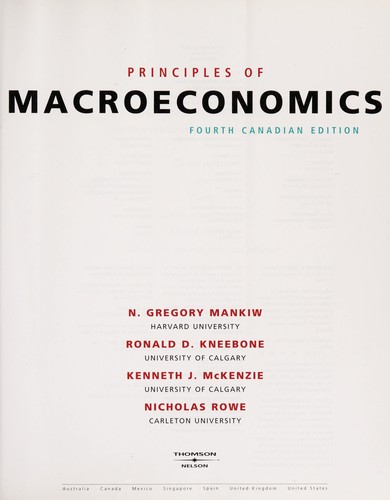 N. Gregory Mankiw: Principles of macroeconomics (2008, Thomson Nelson)