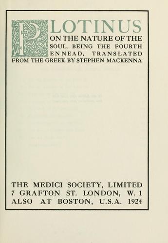 Plotinus: Enneads (1921, The Medici Society, Hale, Cushman & Flint [etc])