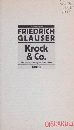 Friedrich Glauser: Krock & Co. (German language, 1989, Arche)