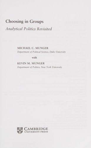 Michael C. Munger, Kevin M. Munger: Choosing in Groups (2015, University of Cambridge ESOL Examinations)