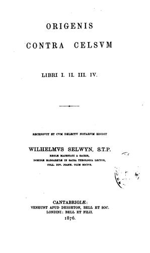 Origen: Contra Celsum. (1953, University Press)