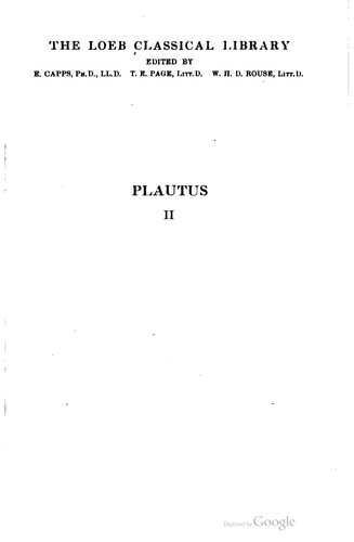 Titus Maccius Plautus: Plautus (1916, W. Heinemann, G. P. Putnam's sons)