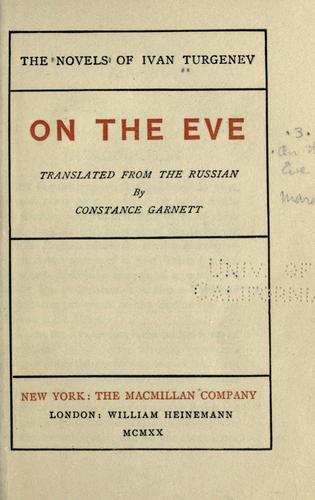 Ivan Sergeevich Turgenev: On the eve (1920, Macmillan)
