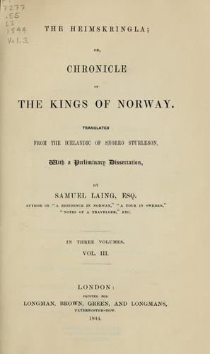 Snorri Sturluson: The Heimskringla (1844, Longman, Brown, Green, and Longmans)