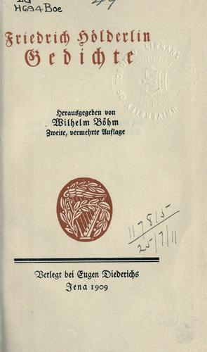 Friedrich Hölderlin: Gesammelte Werke (German language, 1909, Eugen Diederichs)