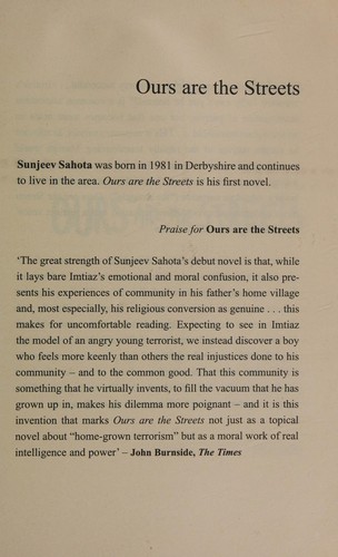 Sunjeev Sahota: Ours are the streets (2011, Picador)