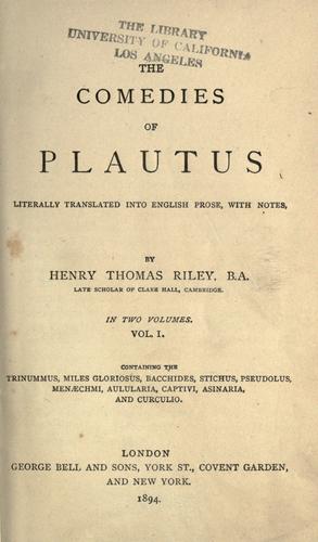 Titus Maccius Plautus: The comedies of Plautus (1894, Bell & Sons)