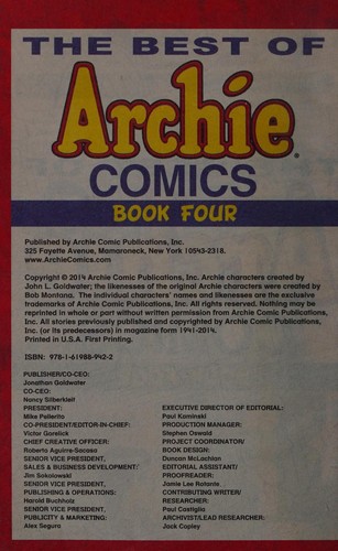 Mark Waid, Bob Montana, Dan DeCarlo, Ed Goggin, Frank Doyle, Dick Malmgren, Janice Valleau, Harry Sahle, Bill Vigoda, Samm Schwartz: The best of Archie comics (2014)